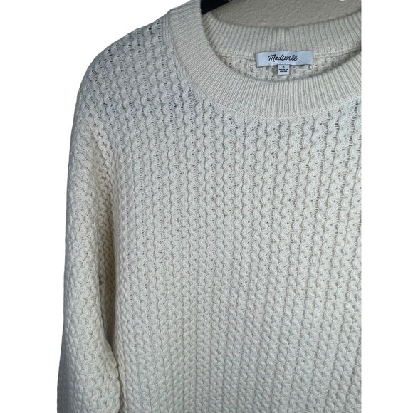 Madewell Ardmore Ruffle-Cuff Pullover Sweater Size Small Ivory Wool Blend‎ - Picture 6 of 13